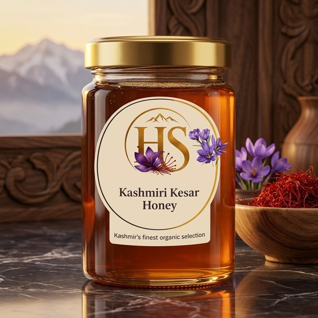Kashmiri Kesar Honey – Pure Raw Honey Infused with Real Saffron Strands